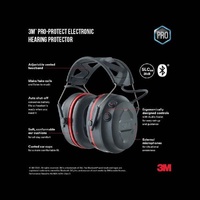 3M Pro-Protect Electronic Hearing Protection Earmuffs Bluetooth Active Communication 25dB NRR