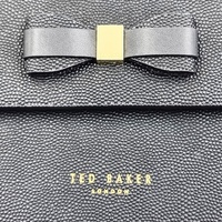 Ted Baker Joanaa Bow Detail Crossbody Bag Black Saffiano Faux Leather Gold Chain Shoulder