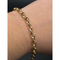Ladies 9ct Yellow Gold Mum Heart Locket Belcher Link Bracelet