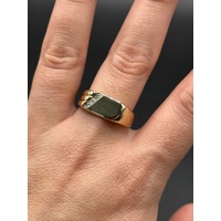Mens 9ct Yellow Gold Diamond Signet Ring