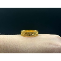 Unisex 22ct Yellow Gold Lazer Cut Pattern Ring