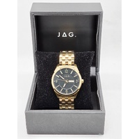 JAG J2438A Mens Gold Tone Black Dial Stainless Steel Quartz Watch