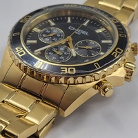 Chisel Men's Gold Tone Chronograph Watch 100M Black Dial Stainless Steel 