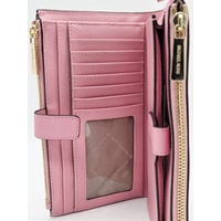 Michael Kors Jet Set Large Pink Leather Double Zip Phone Wallet Wristlet