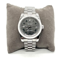 Seiko NH35A Mod Automatic Watch Datejust Style Grey Roman Dial Custom