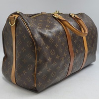 Louis Vuitton Keepall 45 Monogram Canvas Duffle Travel Bag Brown + COA