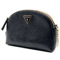 Guess Noelle Double Zip Camera Crossbody Bag Black Gold Hardware