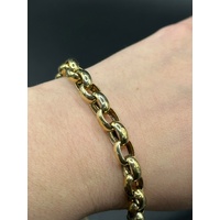 Ladies 9ct Yellow Gold Oval Belcher Link Bracelet