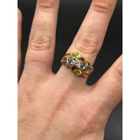 Ladies 9ct Yellow Gold Rainbow Coloured Gemstone Ring