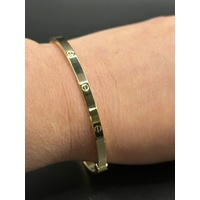 Ladies 18ct Yellow Gold Oval Hinged Bangle