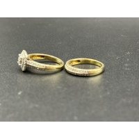 Ladies 9ct Yellow Gold Diamond Bridal Ring Set