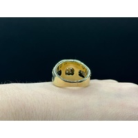 Mens 9ct Yellow Gold Diamond Cluster Ring