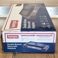 Kampa KAMPA6012 Double Butane Gas Camping Stove 2 Burner with Hotplate