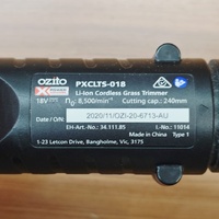 Ozito PXCLTS-018 240mm 18V Li-Ion Cordless Grass Trimmer 2.0Ah Battery Charger
