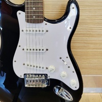 Squier Black Stratocaster Electric Guitar w/ Fender Frontman 10G Amp & Cable