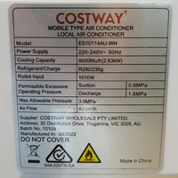 COSTWAY ES10114AU-WH 2.63kW 9000BTU Portable Air Conditioner Window Kit