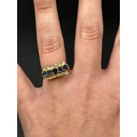 Ladies 14ct Yellow Gold Blue Sapphire & Diamond Ring