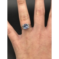 Ladies 18ct White Gold Blue Sapphire & Diamond Ring