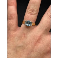 Ladies 18ct Yellow Gold Blue-Coloured Gemstone & Diamond Ring