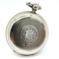 JW 1888 London Antique Pocket Watch Sterling Silver Key Wind White Dial