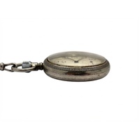 Rotara Antique Silver Mechanical Pocket Watch Vintage Watch with Chain