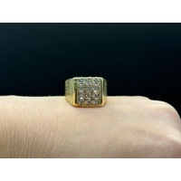 Mens 18ct Yellow Gold Diamond Ring