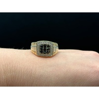 Mens 10ct Yellow Gold Diamond Ring