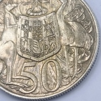 1966 Australian Round 50 Cent Coin 80% Silver Elizabeth II Royal Australian Mint