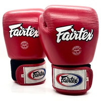 Fairtex BGV1 16oz Tight Fit Boxing Gloves Red Genuine Leather Thailand