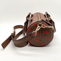 GUESS Anessa Cocoa Barrel Bag Crossbody Logo Print With Strap Tags