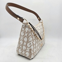 Guess Newport Cream Multi Shoulder Bag Handbag Logo Print MG143804