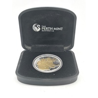2008 Perth Mint 1oz Gold Gilded Koala 99.9% Silver $1 Dollar Coin Case