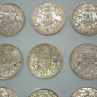 Lot 20 x 1966 Australian 50 Cent Coins 80% Silver Round Decimal Coins