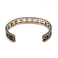 Gucci Square G Cuff Bracelet Aged Sterling Silver AG925 Italy with Box Papers