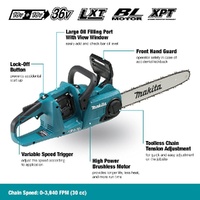 Makita DUC400Z 18Vx2 LXT 36V 400mm 16 Inch Brushless Chainsaw Skin Only