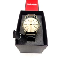 Nixon Sentry SS Mens Watch 42mm Vintage White Surplus Steel Quartz