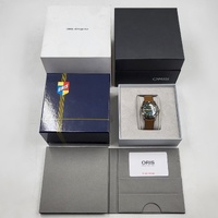 Oris Divers Sixty-Five Automatic Green Dial Steel Bronze Leather Watch Box