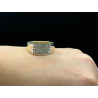 Mens 9ct Yellow Gold Diamond Band Ring
