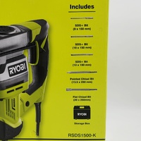 Ryobi RSDS1500-K 1500W SDS+ Corded Rotary Hammer Drill Kit Case & Accessories
