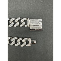 Unisex 925 Sterling Silver Iced Cuban Link Necklace (NEW)