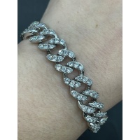 Unisex 925 Sterling Silver Iced Cuban Link Bracelet (NEW)