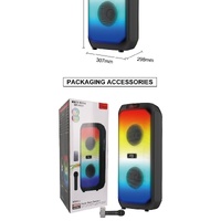 DJ Powered Karaoke Party Bluetooth Super Bass Dual 8 Inch 60W Speaker RGB Light
