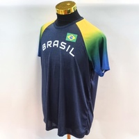 Braziline Brasil Soccer Shirt Mens Large Navy Blue Green Yellow Jersey