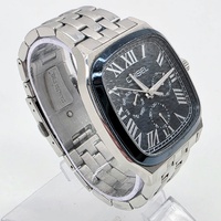 Chisel Mens Quartz Watch Stainless Steel Roman Numeral Black Dial 5829298