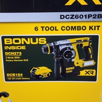 DeWALT 18V 6 Tool Combo Kit DCZ601P2B with Bonus Rotary Hammer Drill