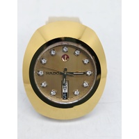 Rado DiaStar Automatic Mens Watch Gold Dial Day Date 648.0413.3 Swiss