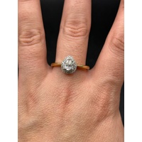 Ladies 9ct Yellow Gold Diamond Halo Ring