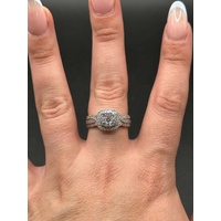 Ladies 10ct White Gold Diamond Cluster Halo Ring