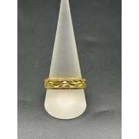 Unisex 22ct Yellow Gold Lazer Cut Pattern Ring