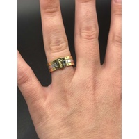Ladies 18ct Three Tone Gold Stack Ring 